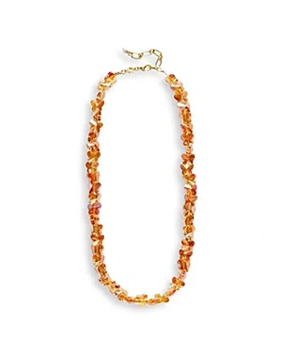 Anni Lu Crystal Butterfly Beaded Necklace, 15.55-17.32 In Orange