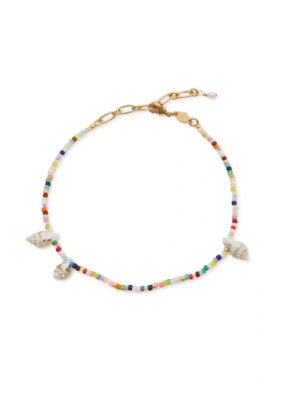 Anni Lu Fiesta 18kt Gold-plated Beaded Anklet In Multi