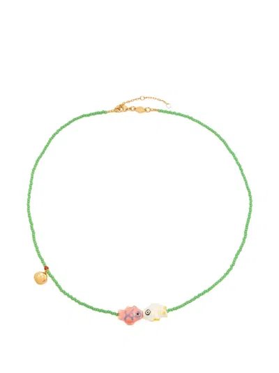 Anni Lu Fish Charm Beaded Necklace In Green
