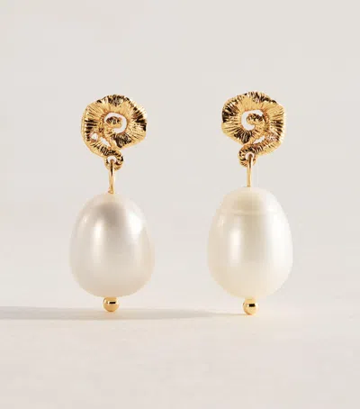 Anni Lu Freshwater Pearl Shell Drop Earrings In White