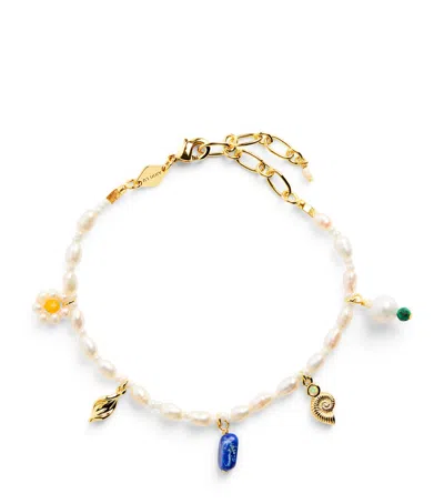 Anni Lu Gold-plated Beaded Swimclub Bracelet In Ivory