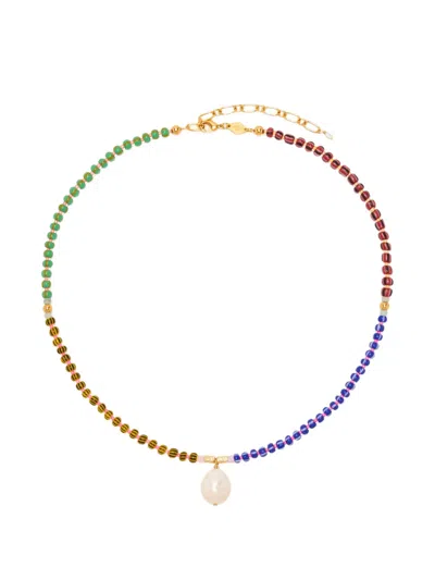 Anni Lu Magic Moments Striped Beaded Necklace In Gold