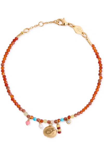 Anni Lu Maroon Harmony Beaded Charm Bracelet In Red