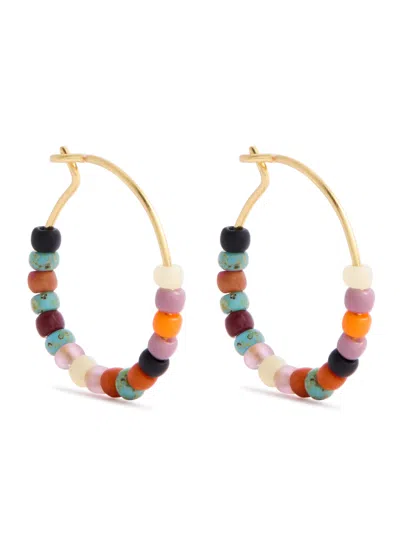 Anni Lu Maya Beach Beaded Hoop Earrings In Multi