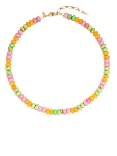 Anni Lu Multicolour Paradiso Beaded Necklace In Pink