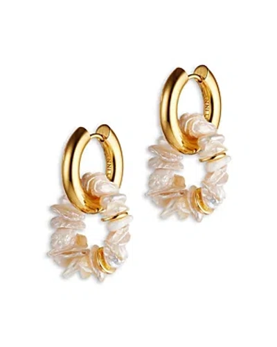 Anni Lu Pearl Power Cultured Freshwater Keshi Pearl Charm Hoop Earrings In Gold
