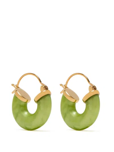 Anni Lu Petit Swell Green Oasis Hoop Earrings In Gold