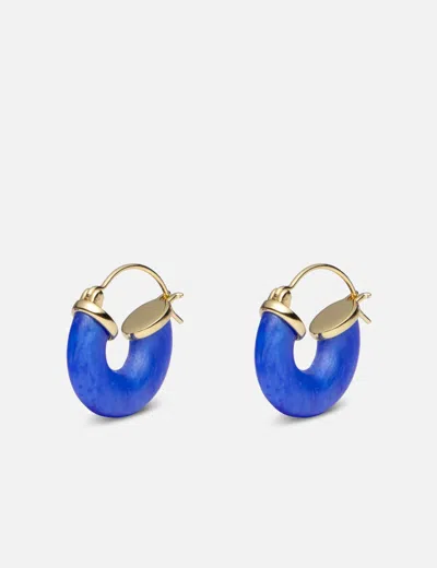 Anni Lu Swell Petite Hoop Earrings In 18k Gold Plated In Blue
