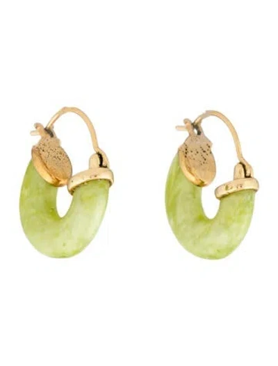 Pre-owned Anni Lu Resin Petit Swell Hoop Earrings In Green/white