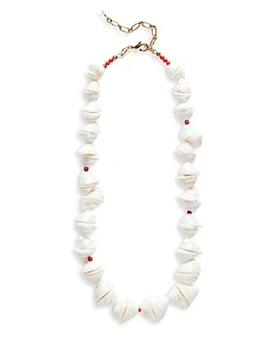 Anni Lu Seashell Smiles Shell & Jasper Bead Necklace, 14.96-17.32 In White
