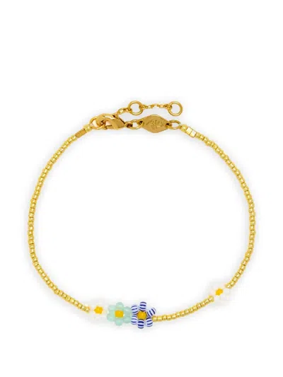 Anni Lu Soft Blue Flower Bracelet In Orange