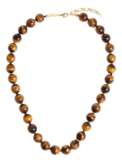 Anni Lu Tiger-eye Beaded Necklace In Brown