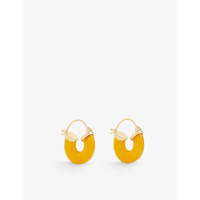 Anni Lu Womens Amber Petit Swell 18ct Yellow Gold-plated Brass And Resin Earrings