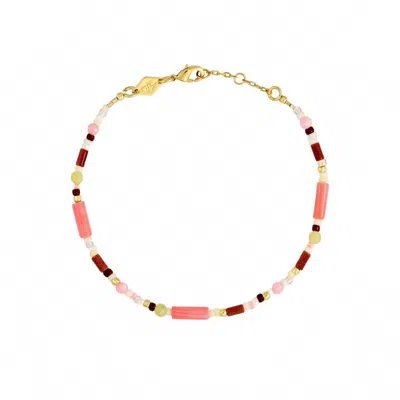 Anni Lu Women's Candy Floss Bracelet In Teaberry In Gold