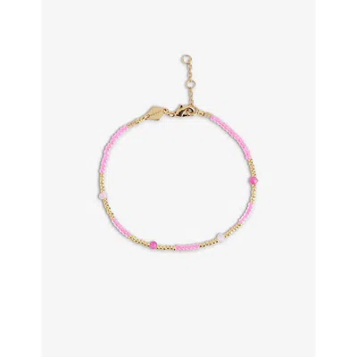 Anni Lu Clemence 18kt Gold-plated Beaded Bracelet In Hot Pink