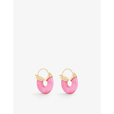 Anni Lu Womens Hot Pink Petit Swell 18ct Yellow Gold-plated Brass And Resin Earrings