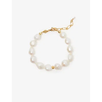 Anni Lu Womens Big Stellar Pearly 18ct Yellow Gold-plated And Freshwater Pearls Bracelet