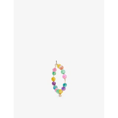 Anni Lu Womens Carnival Hoop 18ct Yellow Gold-plated Brass, Mother Of Pearl & Imitation Opal Earrings