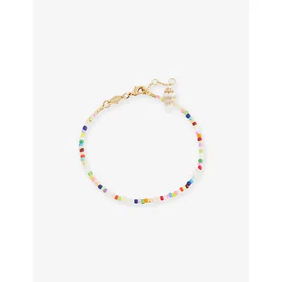 Anni Lu Womens Fiesta Clemence 18ct Gold-plated Brass And Glass Bead Bracelet