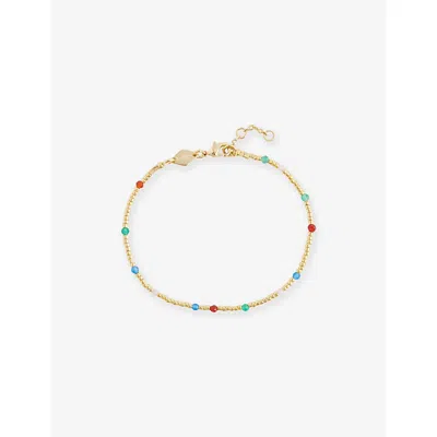 Anni Lu Womens Juvel 18ct Gold-plated Brass, Agate And Rose Quartz Glass Bead Bracelet In Multi