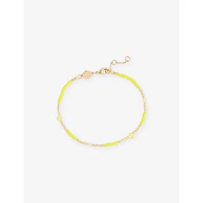 Anni Lu Womens Lemon Clemence 18ct Gold-plated Brass And Jade Glass Bead Bracelet In Multi