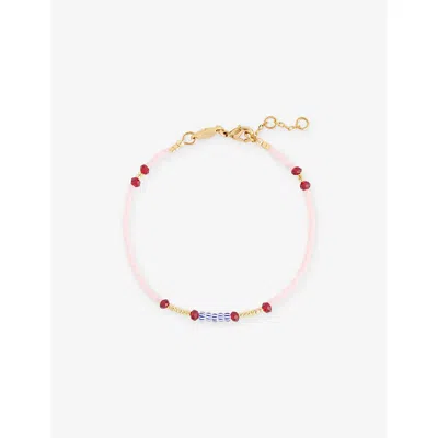 Anni Lu Womens Rouge Blush Peppy 18ct Gold-plated Brass And Glass Bead Bracelet In Multi