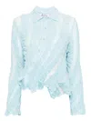 Anni Salonen Twisted Ruffled Shirt In Blue
