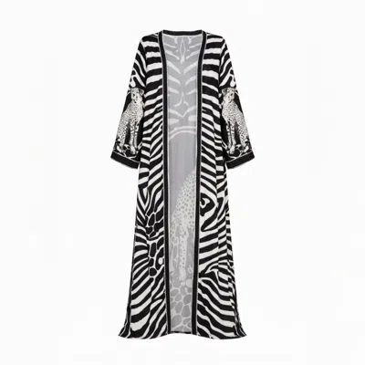 Annia Louisa Women's Black / White  Tanzania Inspired Open Front Kaftan In Multi