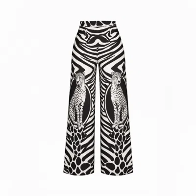 Annia Louisa Women's Black / White  Tanzania Inspired Wide Leg Pants In Multi