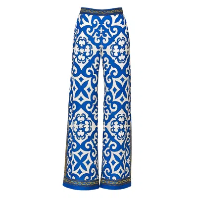 Annia Louisa Women's Blue / White Santorini Wide Leg Pants In Multi