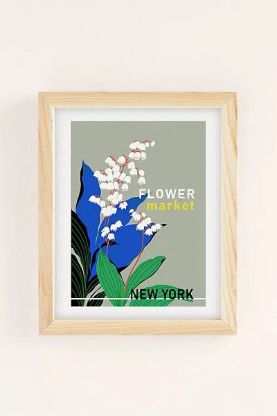 Annick Flower Market New York Art Print In Natural Wood Frame At Urban Outfitters In Multi