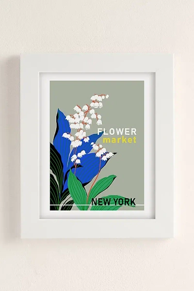 Annick Flower Market New York Art Print In White Matte Frame At Urban Outfitters In Multi