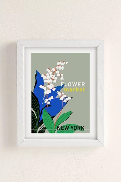 Annick Flower Market New York Art Print In White Wood Frame At Urban Outfitters In Multi