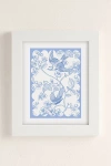 Annie Blue Vintage, French Inspired Pattern Art Print In White Matte Frame At Urban Outfitters