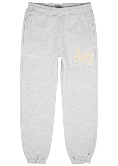 Annie Hood College Logo-embroidered Cotton Sweatpants In Grey