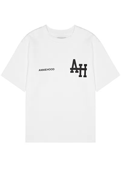 Annie Hood College Logo-print Cotton T-shirt In White