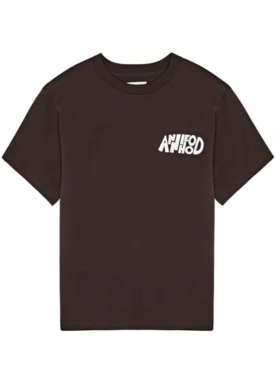 Annie Hood Jumble Logo-print Cotton T-shirt In Brown