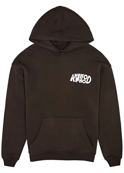 Annie Hood Jumble Logo-print Hooded Cotton Sweatshirt In Brown