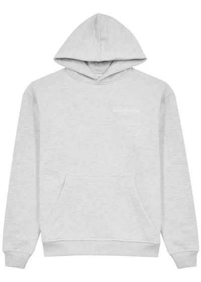 Annie Hood Studio Logo-print Hooded Cotton-blend Sweatshirt In Grey