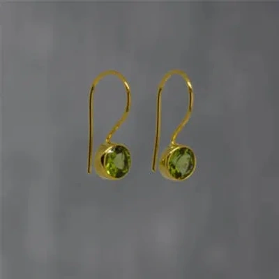 Annie Mundy Small Round Peridot And Gold Drop Earrings B7008 G