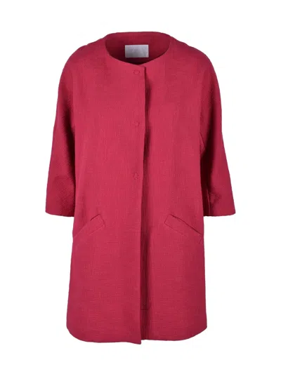 Annie P Red Cotton Coat In Pink