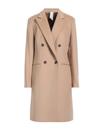 Annie P . Woman Coat Beige Size 8 Virgin Wool, Polyamide, Cashmere