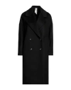 Annie P . Woman Coat Black Size 2 Virgin Wool, Polyamide, Cashmere