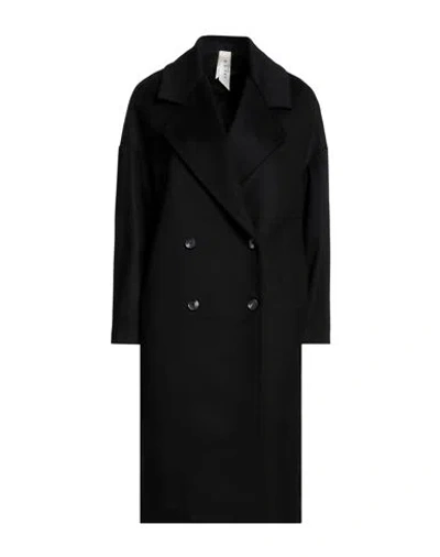 Annie P . Woman Coat Black Size 2 Virgin Wool, Polyamide, Cashmere