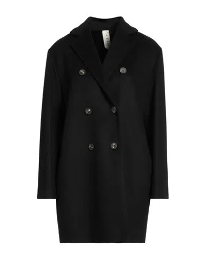 Annie P . Woman Coat Black Size 6 Virgin Wool, Polyamide, Cashmere