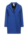 Annie P . Woman Coat Bright Blue Size 4 Virgin Wool, Mohair Wool, Polyamide, Viscose