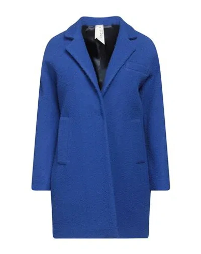 Annie P . Woman Coat Bright Blue Size 4 Virgin Wool, Mohair Wool, Polyamide, Viscose