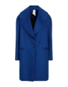 Annie P . Woman Coat Bright Blue Size 6 Virgin Wool, Polyamide, Cashmere