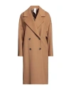 Annie P . Woman Coat Camel Size 10 Virgin Wool, Polyamide, Cashmere In Beige
