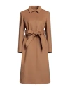 Annie P . Woman Coat Camel Size 10 Virgin Wool, Polyamide, Cashmere In Beige
